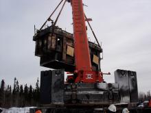 Smooth Rock Falls Heavy Equipment Operating for removal of Transformer